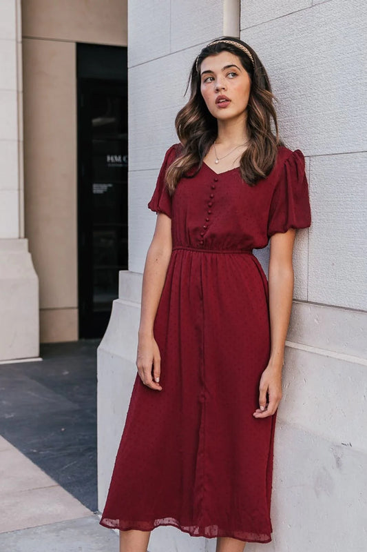 Maroon Trendy Georgette casual dress with heavy work