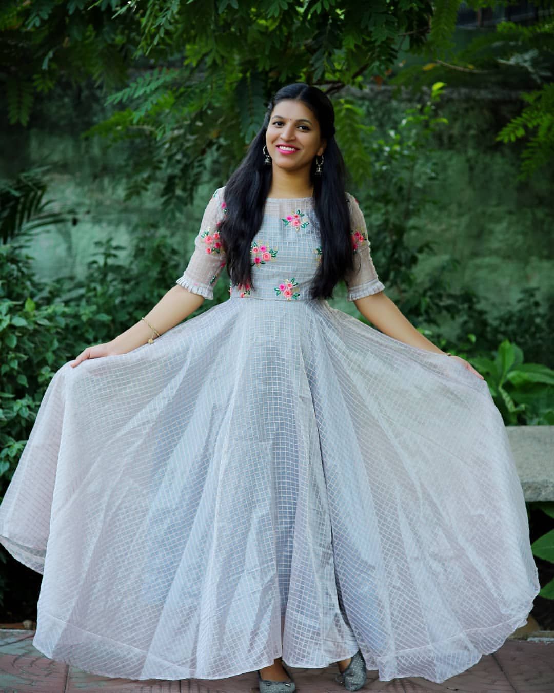 Beautiful Designer Pattu Anarkali Gown South Indian Touch
